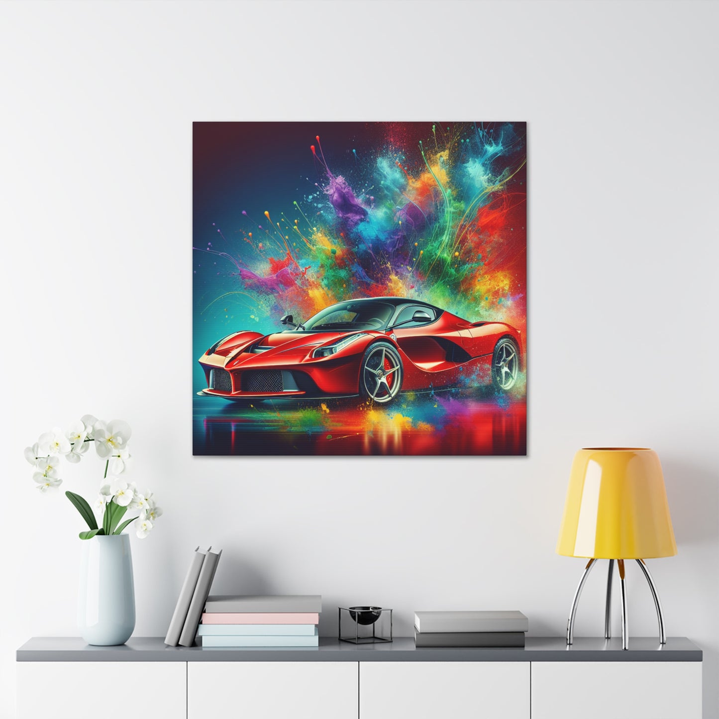 Luxury Ferrari Canva Painting - Home Decor, Wall Art, Unique Gift for Car Lover, High Quality, Hand-painted and Ready to Hang Artwork