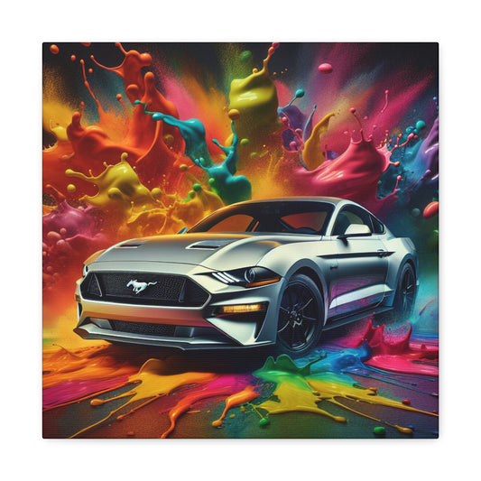 Vintage Ford Mustang Wall Art, Classic Car Canva Painting - Ideal for Man Cave, Garage Décor, Car Enthusiast Gift, Automotive Art