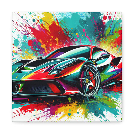 Ferrari Canva Painting, Luxury Sports Car Wall Art, Classic Red Ferrari Print, Home Office Decor, Perfect Gift for Car Enthusiasts