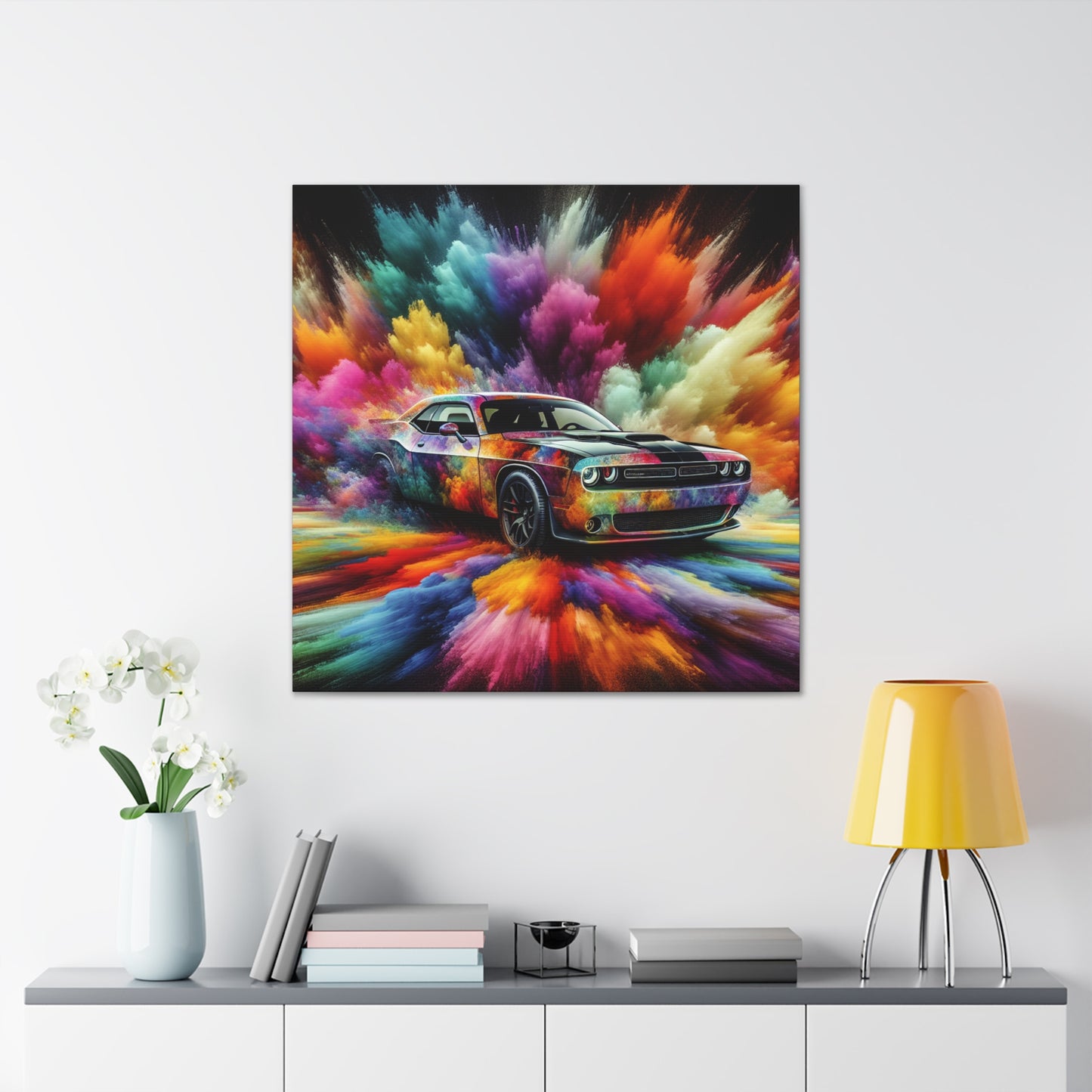 Dodge Challenger Wall Art, Car Enthusiast Gift, Automotive Canva Painting, Classic Muscle Car Decor, Man Cave Must-Have, Unique Artwork