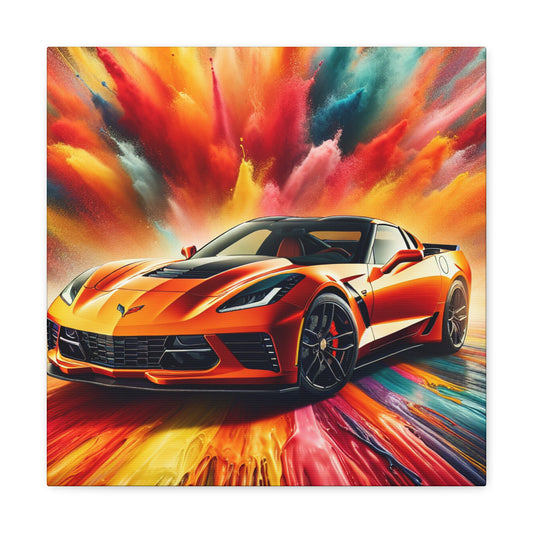 Chevrolet Corvette Canva Painting, Luxury Car Wall Art, Collector's Item, Vintage Vehicle, Perfect Gift for Car Enthusiast, Home Decor