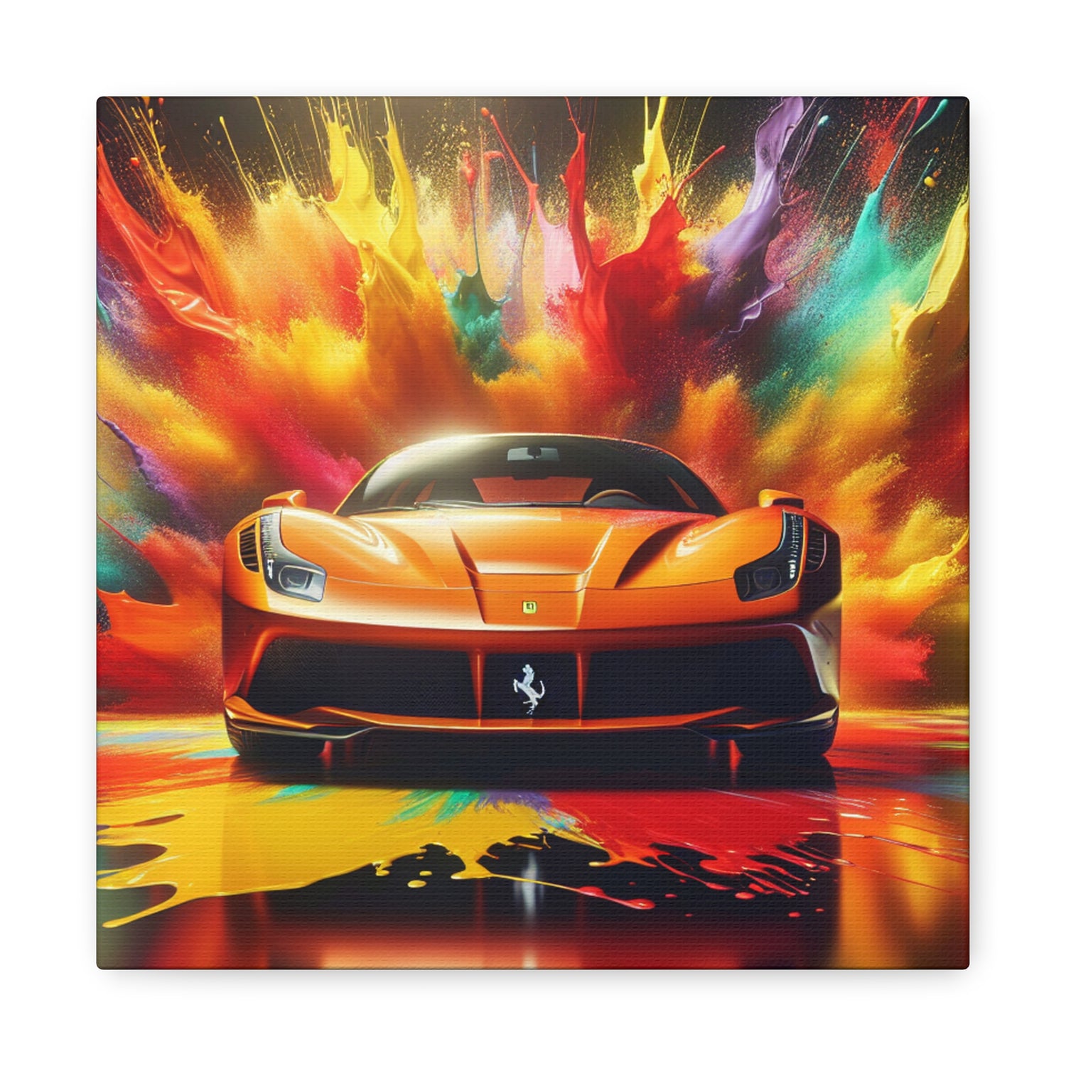 Ferrari Canva Painting, Luxury Car Artwork, Wall Decor, Handmade Piece, Perfect for Home and Office, Ideal Gift for Car Enthusiasts