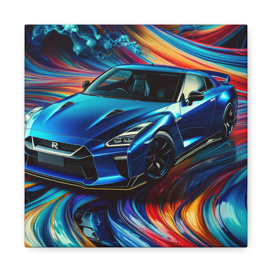 Nissan GT-R Car Canvas Painting, Large Wall Art, Home Decor, Gift for Car Enthusiast, Automotive Print, Garage Artwork, Hand-Painted Item