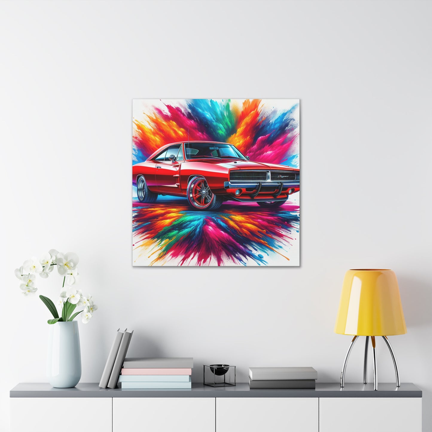 Dodge Charger Wall Art, Car Canva Painting, Automotive Decor, Unique Gift for Auto Enthusiast, Collector's Favorite, Muscle Car