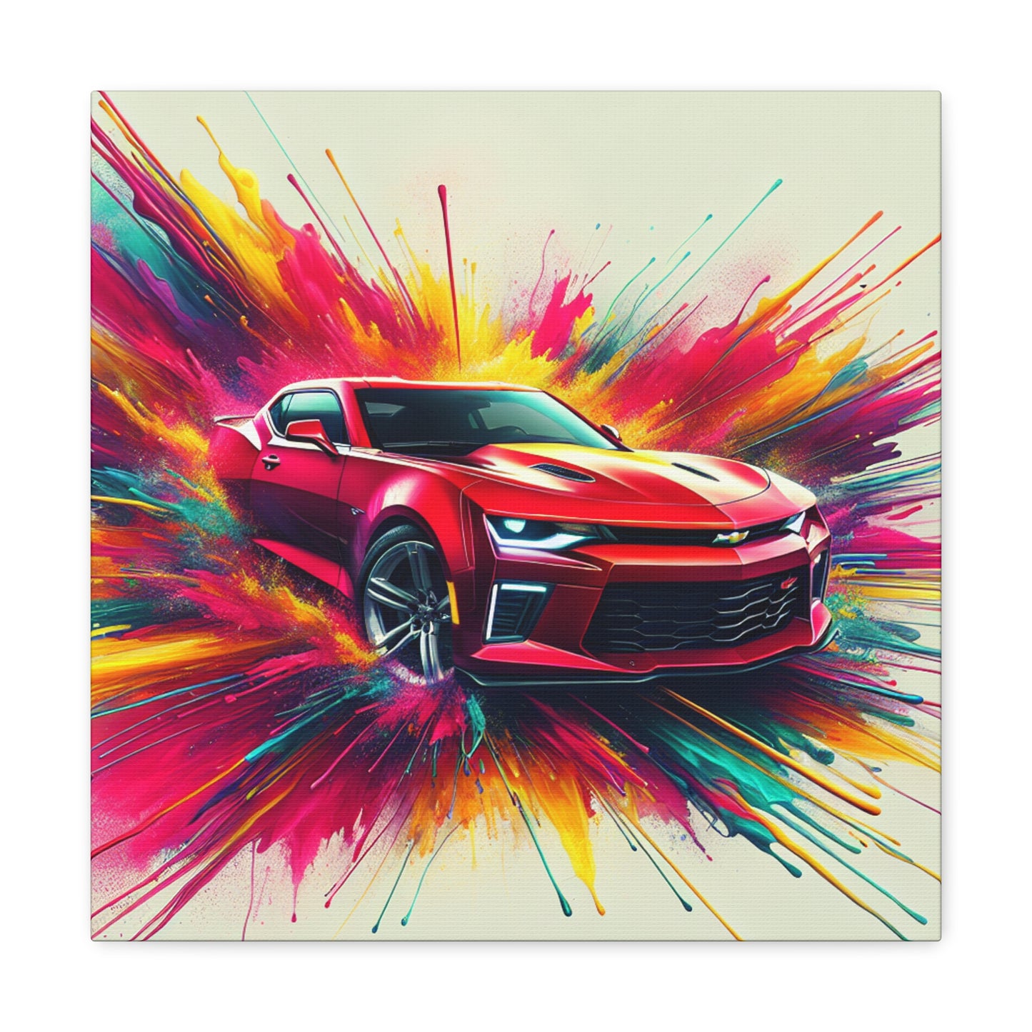 Chevrolet Camaro Wall Art - Classic Car Canva Painting - Unique Gift for Car Enthusiasts - Decor for Garage, Man Cave, Office, and Lounge