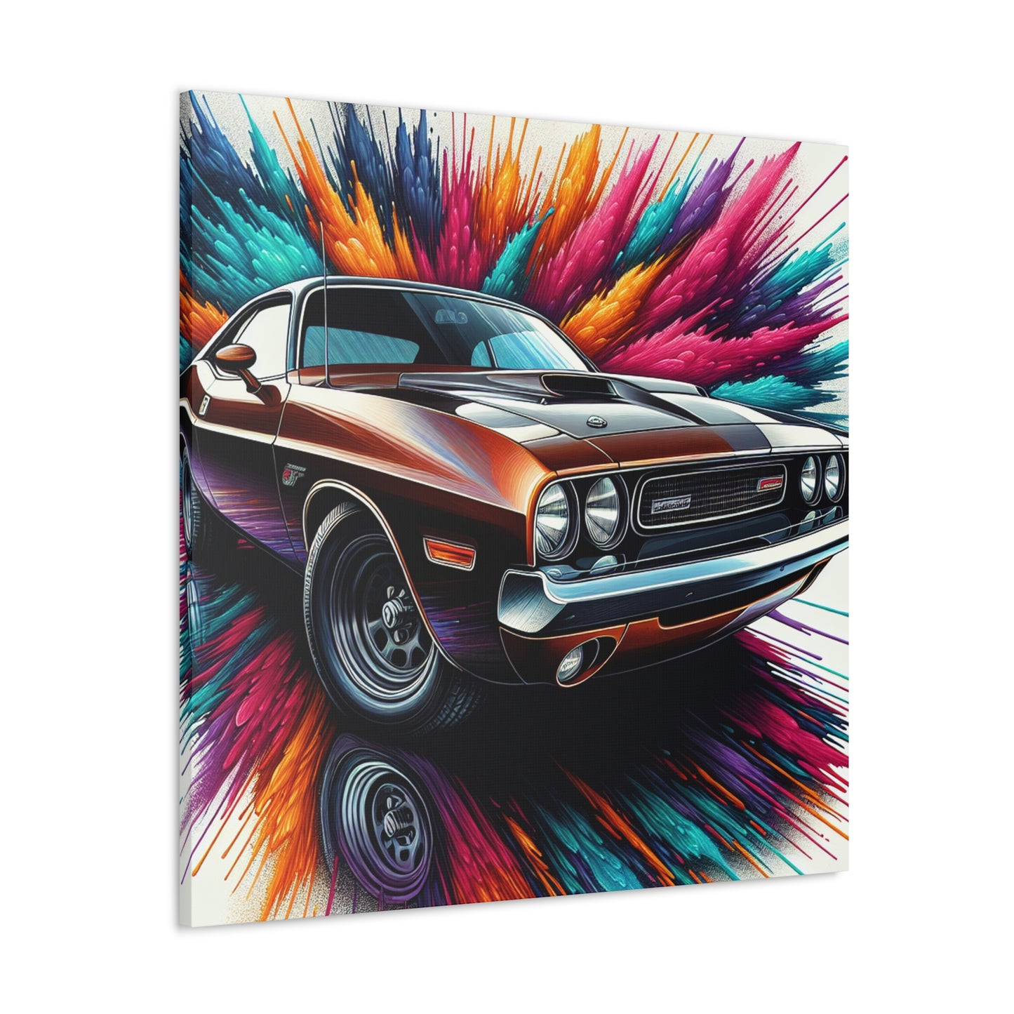 Dodge Challenger Wall Art - Handmade Canva Painting - Race Car Decor - Automotive Gifts for Men - Unique Home and Office Decoration