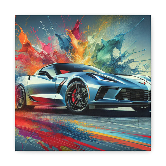 Chevrolet Corvette Wall Art - Vintage Car Canva Painting, Automobile Decor for Garage, Man Cave, Home Office - Unique Car Enthusiast Gift