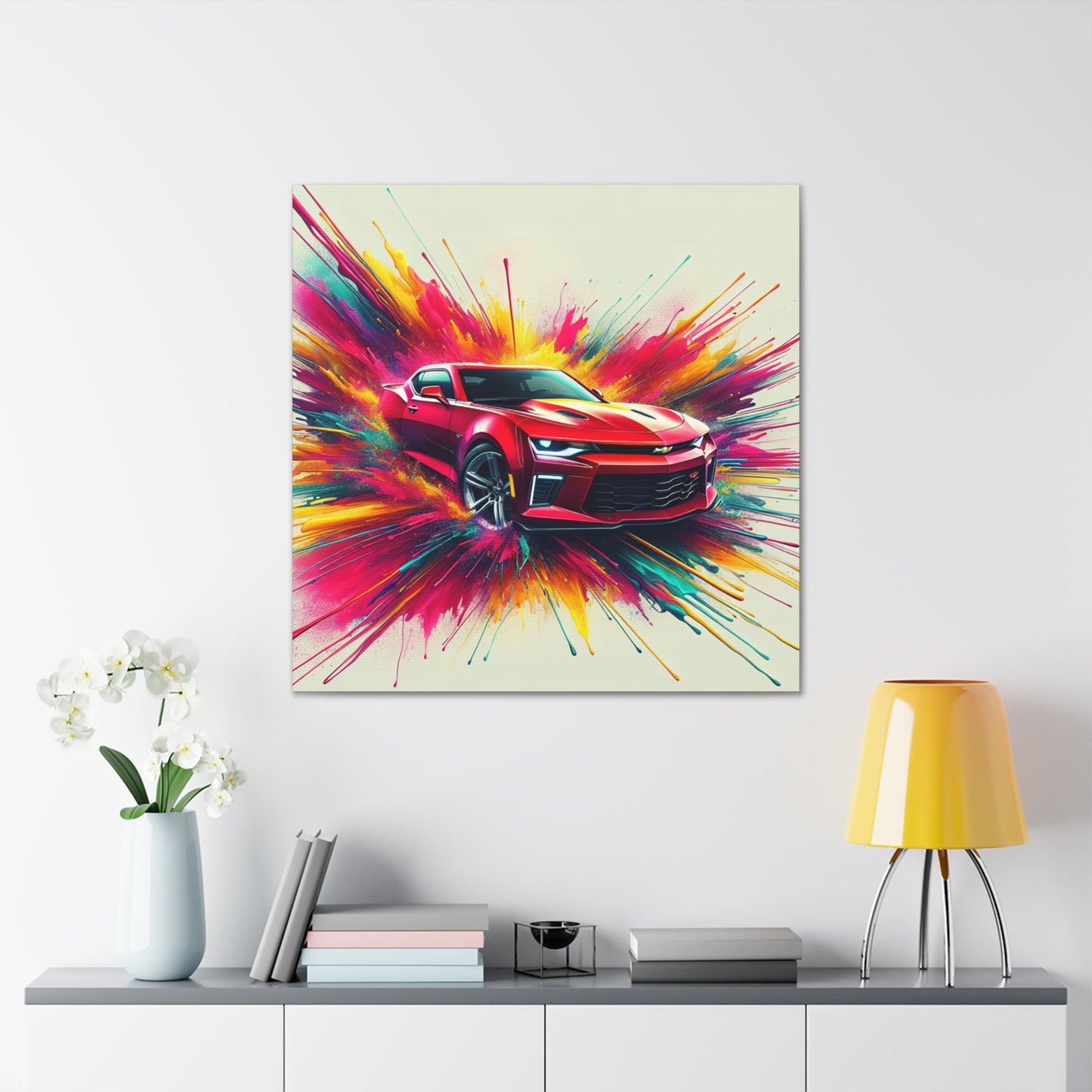 Chevrolet Camaro Wall Art - Classic Car Canva Painting - Unique Gift for Car Enthusiasts - Decor for Garage, Man Cave, Office, and Lounge