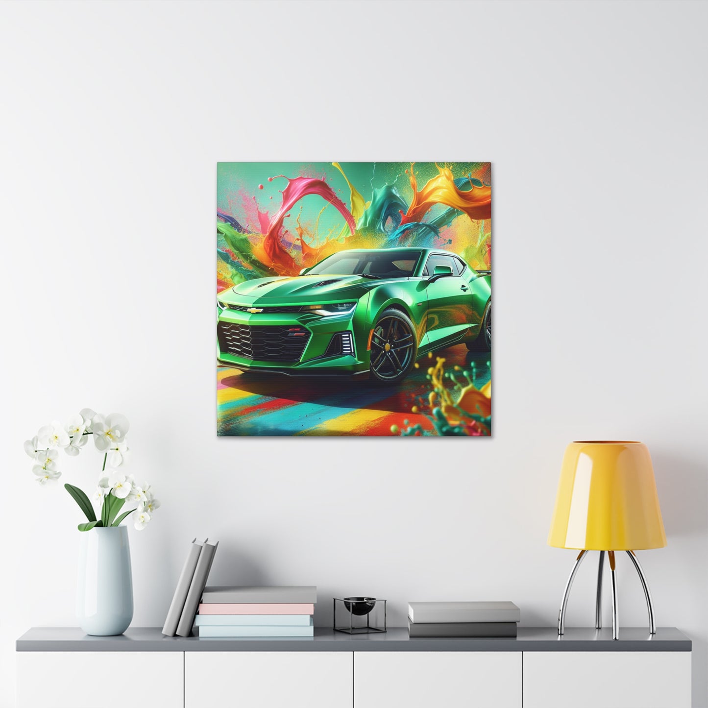 Chevrolet Camaro Painting, Car Wall Art, Automotive Decor, Canva Print, Home Decor, Gift for Car Lovers, Garage Art, Classic Car Illustration