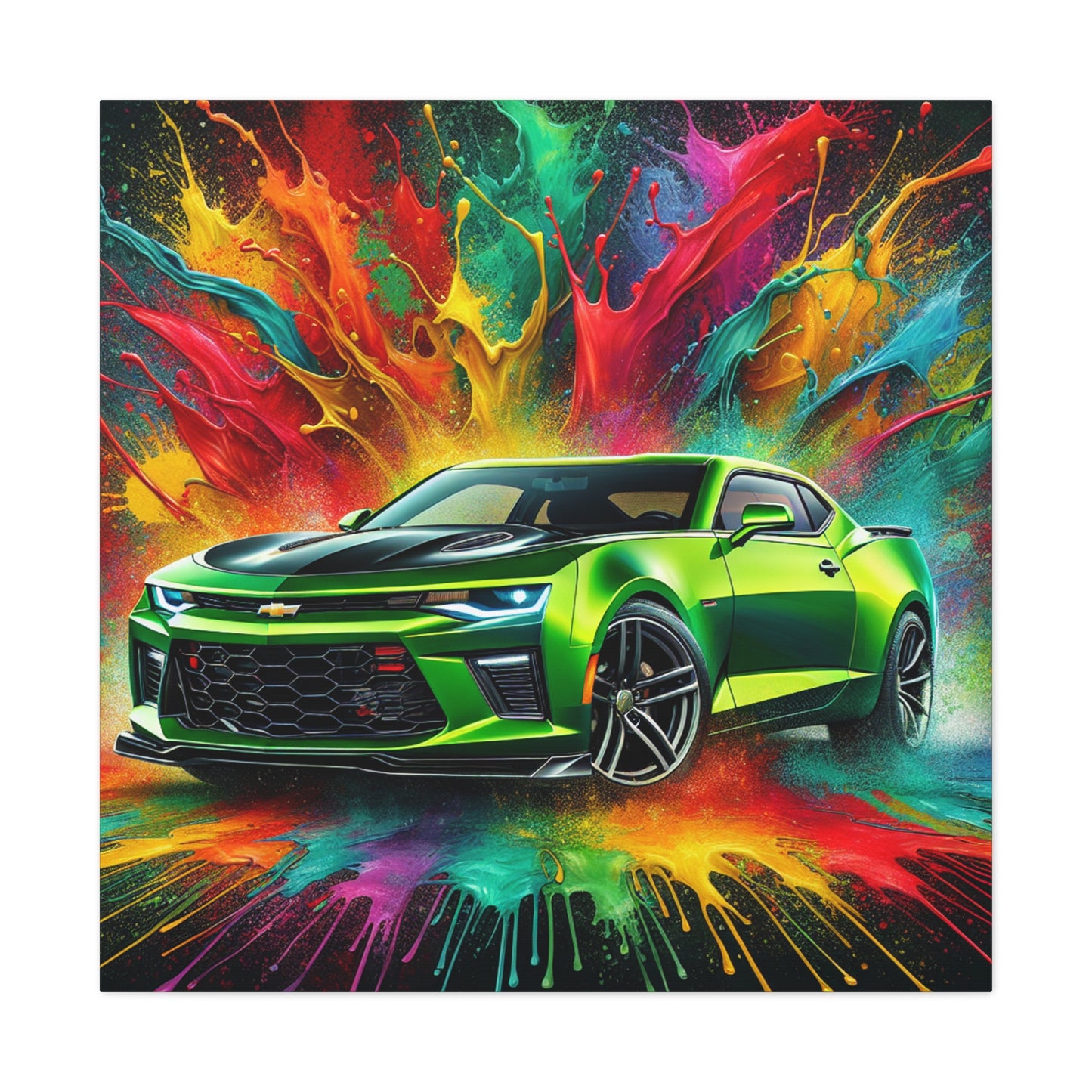 Chevrolet Camaro Artwork - Canva Painting, Wall Decor, Vintage Car Prints, Automotive Decor, Classic Car Lover - Ideal Gift for Car Enthusiasts