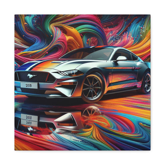 Vintage Ford Mustang Wall Art Canva Painting - Ideal Classic Car Lover's Gift - Home Decor, Man Cave Decorated with High Quality Prints