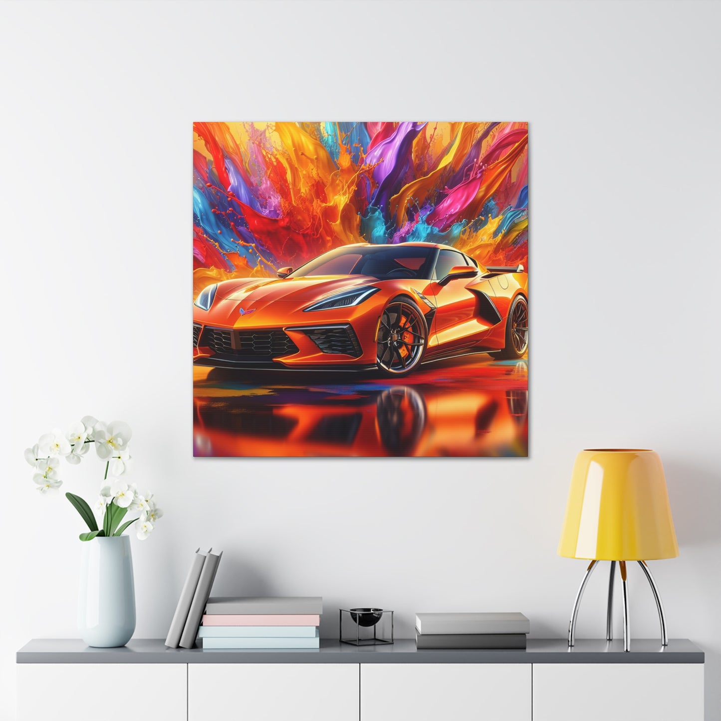 Chevrolet Corvette Wall Art, Luxury Sports Car Canva Painting, Home Decor, Gift for Car Enthusiasts, High Quality Artwork