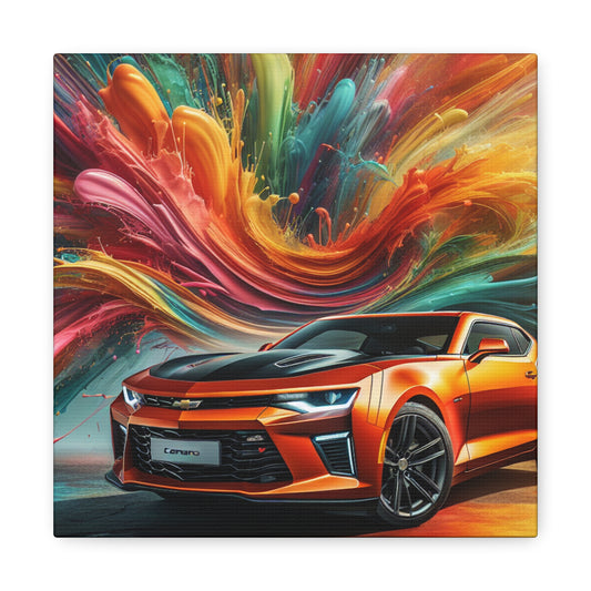 Chevrolet Camaro Wall Art - Vintage Car Canva Painting - Garage Decor - Classic Car Lovers Gift - Home and Office Decoration- Unique Artwork