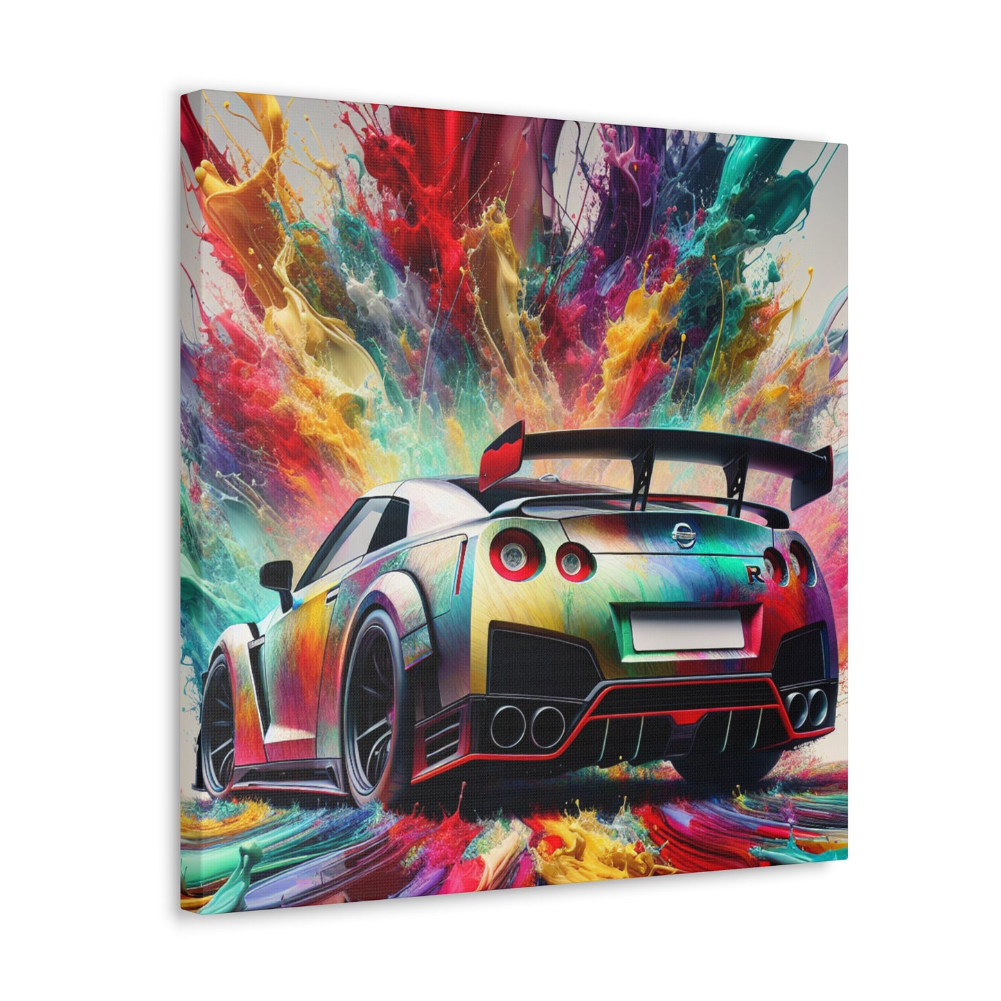 Nissan GT-R Handmade Canva Painting - Perfect for Car Lovers, Unique Wall Decor, Automotive Artwork, Contemporary Home Office Decor