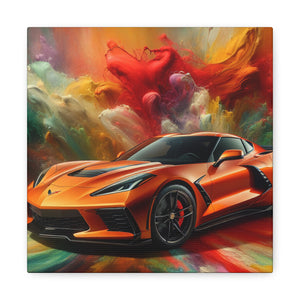 Chevrolet Corvette Wall Art Canva - Classic Car Print, Modern Home Decor, Automotive Lover Gift, Handmade Car Painting, High Quality Print