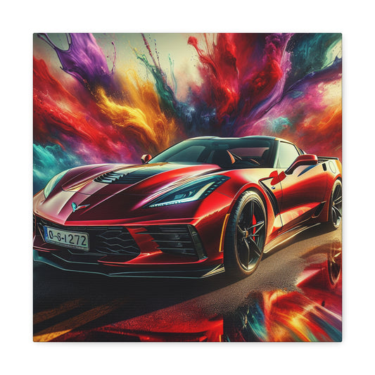 Chevrolet Corvette Wall Art, Vintage Auto Canva Painting, Car Lover Gift, Home Decor, Office Artwork, Unique Man Cave Decoration