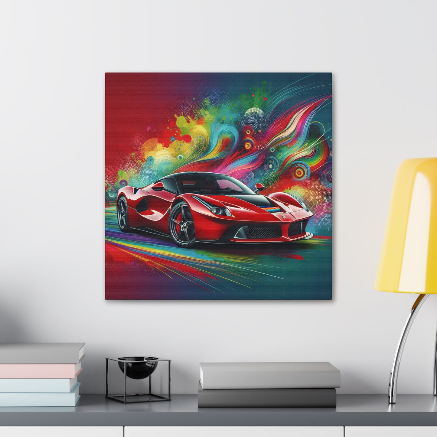 Ferrari Luxury Sports Car Canva Painting, Handcrafted Wall Decor, Unique Gift for Car Lovers, High-Quality Print Art for Home or Office