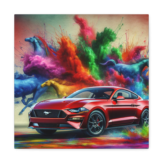 Vintage Ford Mustang Canvas Art, Hand Painted Car Enthusiast Gift, Classic Automobile Wall Decor, Contemporary Home Office Decor