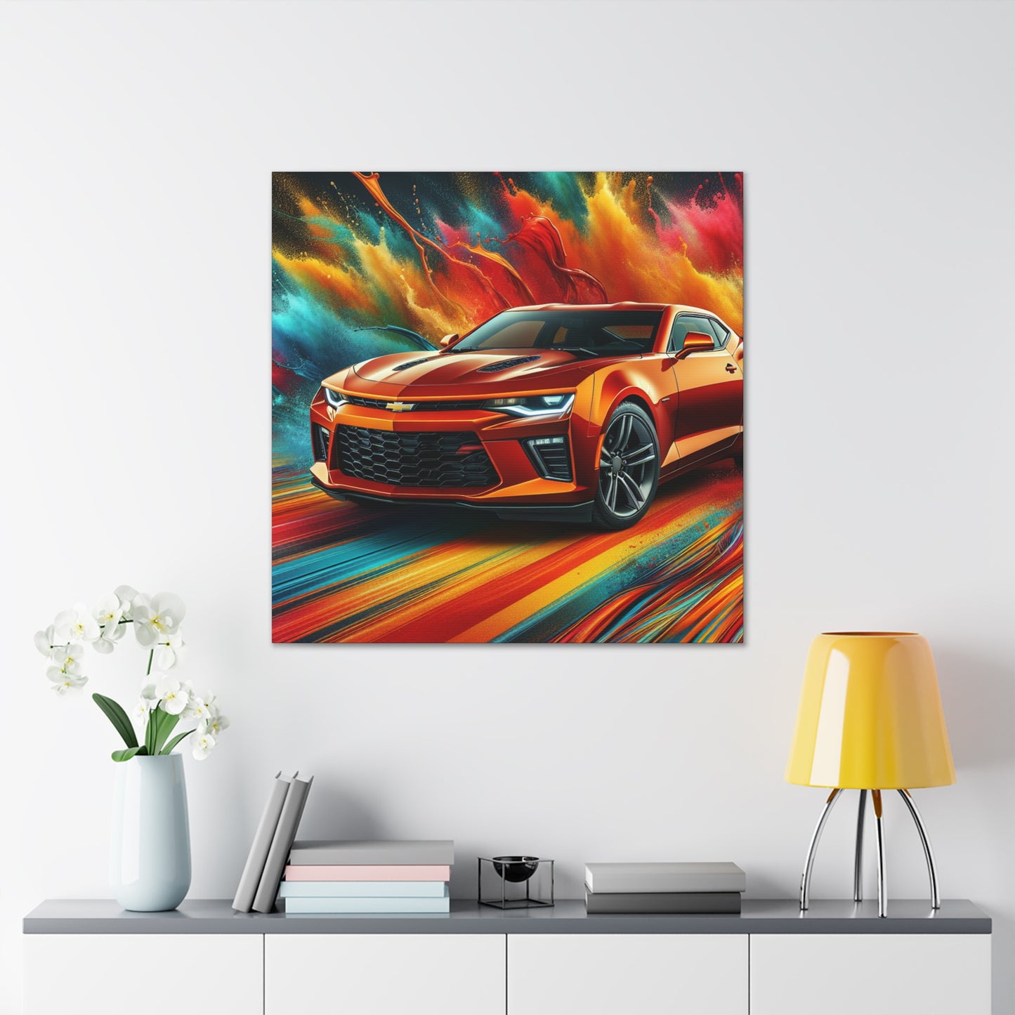 Chevrolet Camaro Canva Painting - Classic Car Wall Art, Muscle Car Decor, Gifts for Car Enthusiasts, Automobile Lovers, Man Cave Addition