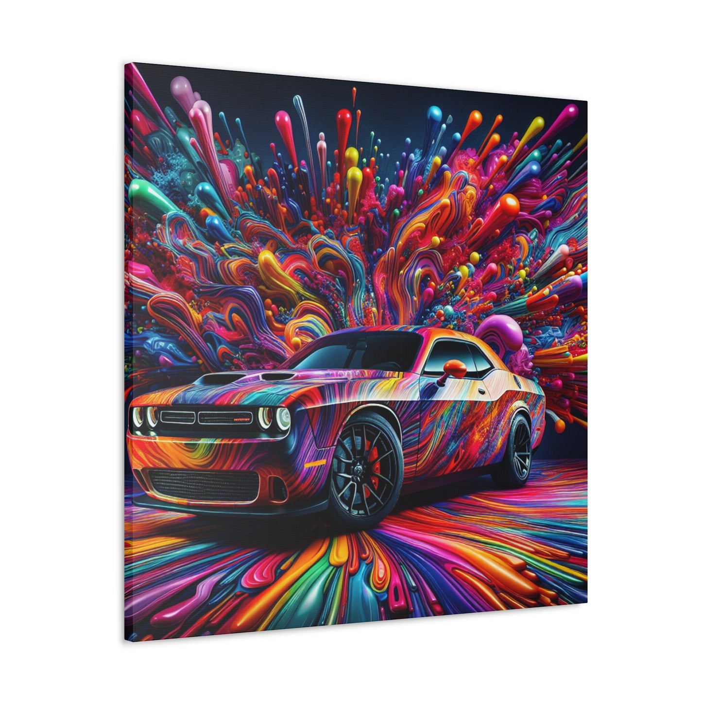 Dodge Challenger Canva Art - Sports Car Wall Decor - Modern Vehicle Canvas Painting - Perfect for Man Cave, Garage, or Home Office