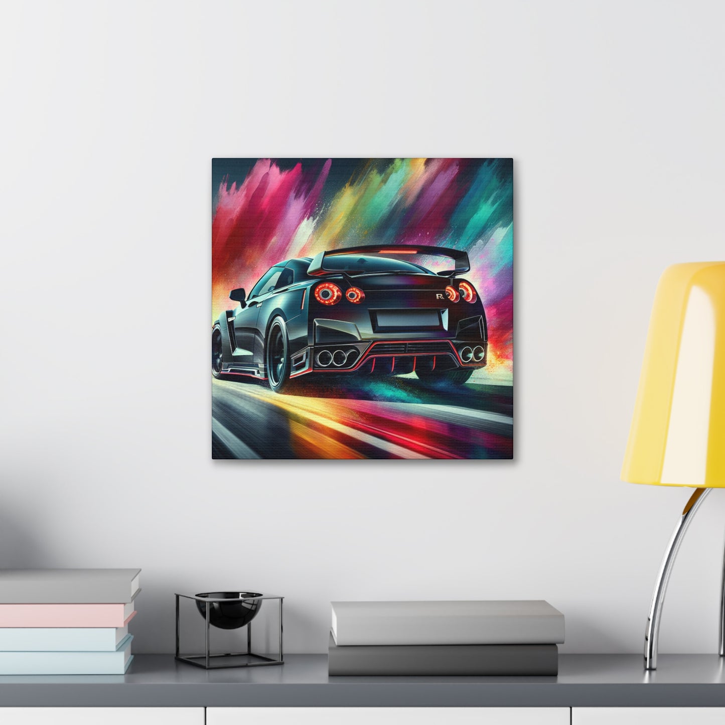 Nissan GT-R Canva, Handpainted Wall Art, Sports Car Enthusiast Gift, Home Decor, Premium Quality Canvas, Unique Artwork for Man Cave