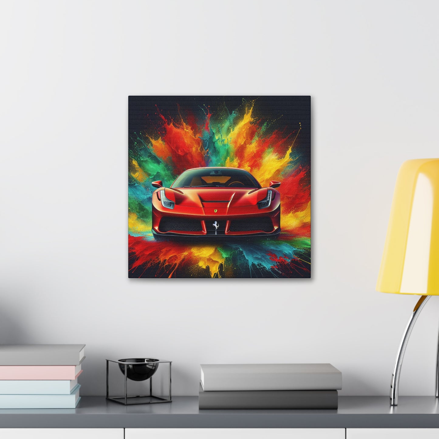 Ferrari Luxury Car Wall Art, Handmade Canvas Painting, Modern Home Decor, Unique Gift for Car Enthusiasts, Fine Art for Office and Garage