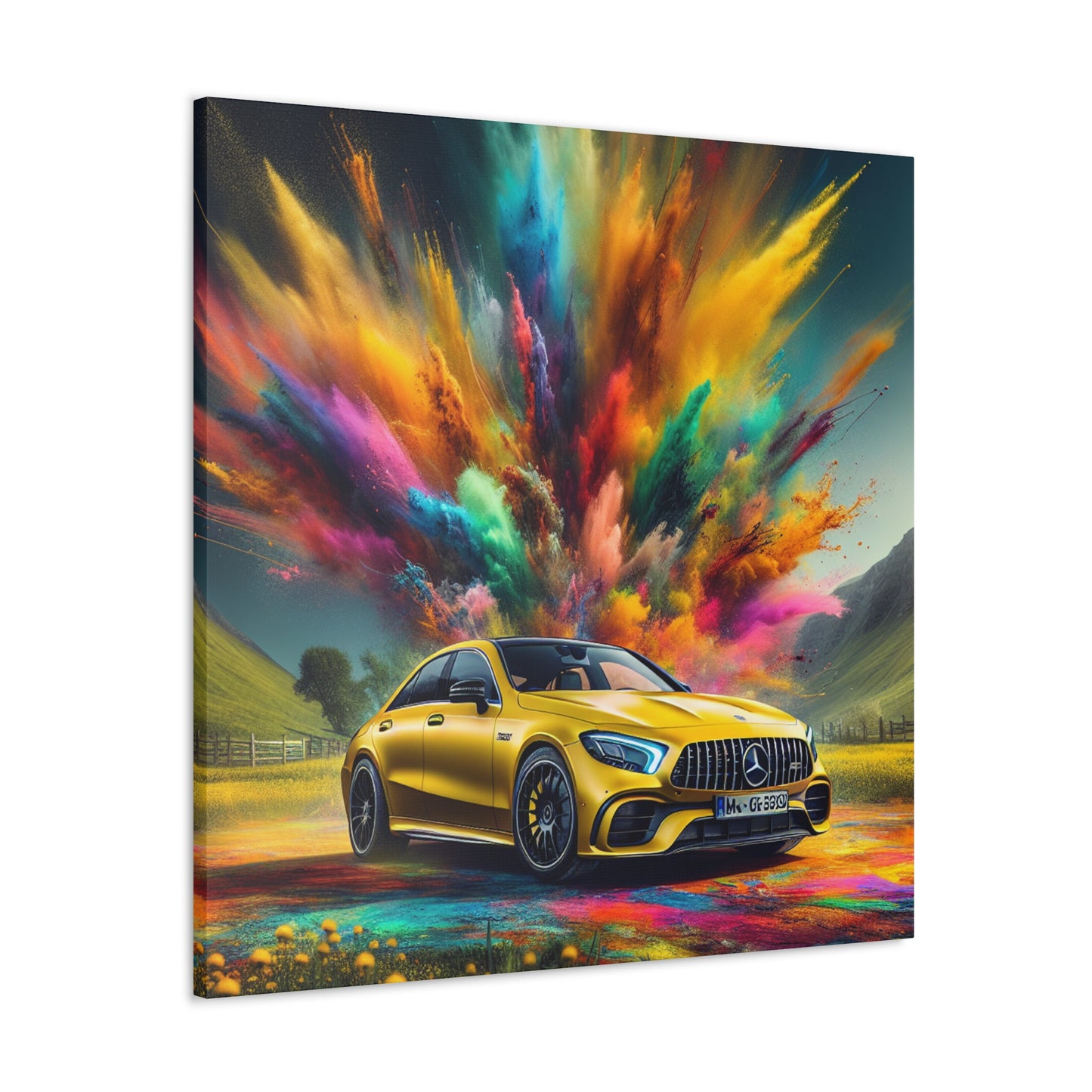 Mercedes AMG Wall Art Canva Painting - Luxury Car Decor, Hand-painted Artwork, Ideal for Automotive Enthusiasts and Home Decoration