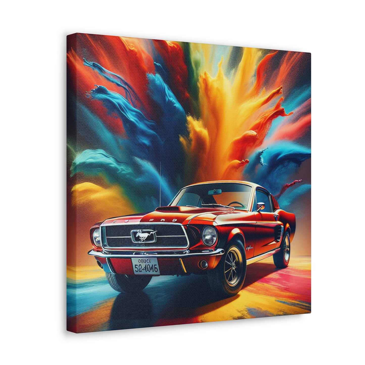 Ford Mustang Wall Decor Art - Classic Car Canva Painting - Modern Canvas Prints For Living Room, Bedroom, Man Cave, Car Enthusiasts