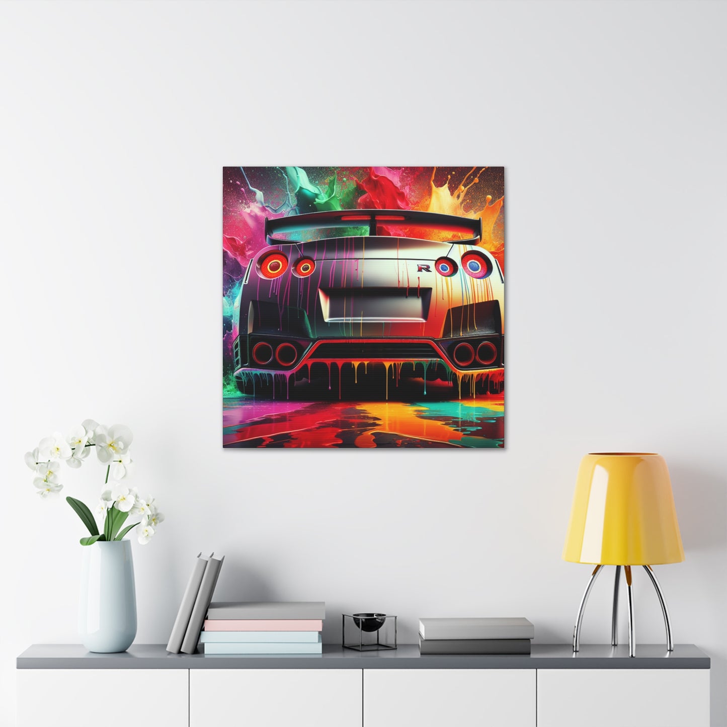 Nissan GT-R Canva Painting - Modern Wall Art, Handmade Car Artwork, Perfect Gift for Car Enthusiasts and Decor