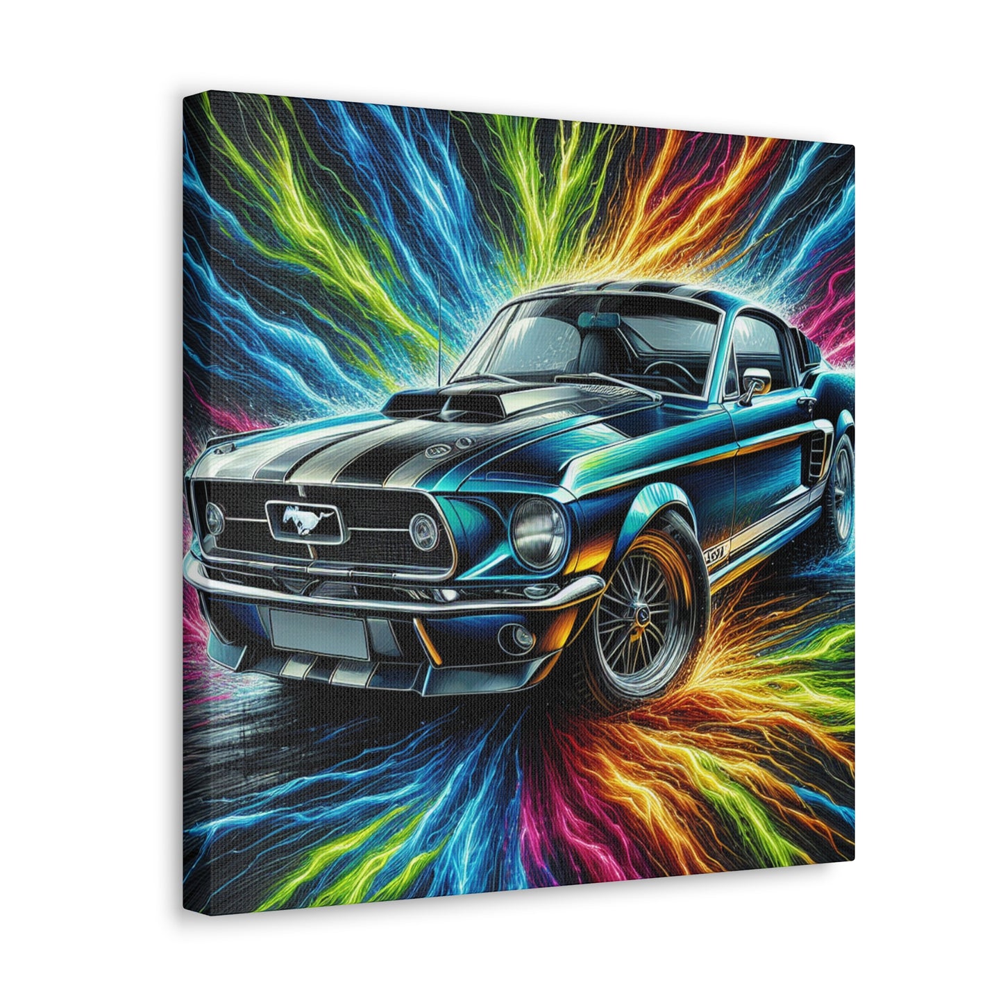 Vintage Ford Mustang Wall Art, Hand-Painted Car Canva, Perfect Gift for Auto Enthusiasts, Collector's Item, Home or Office Decor