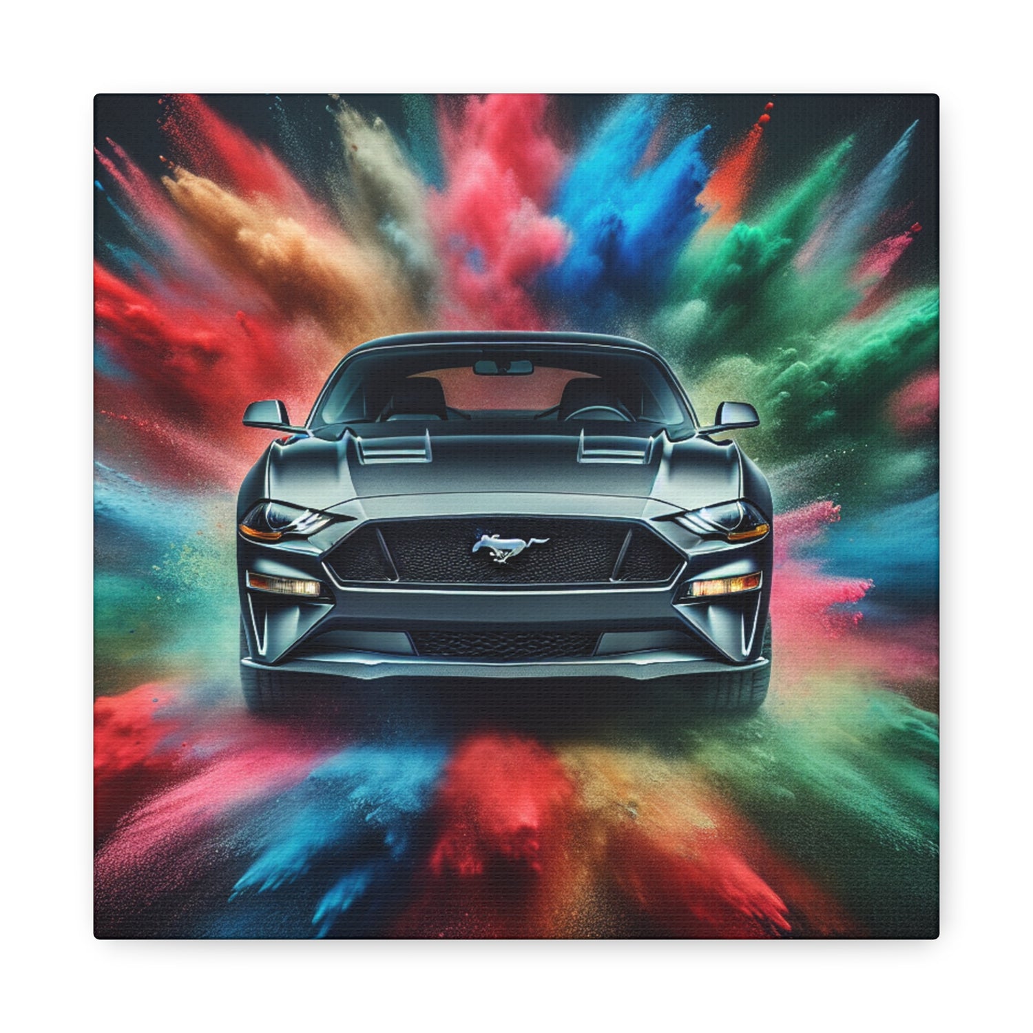 Ford Mustang Vintage Artwork - Handmade Canvas Painting, Wall Decor, Classic Car Lover Gift Idea, Home and Office Decoration Piece