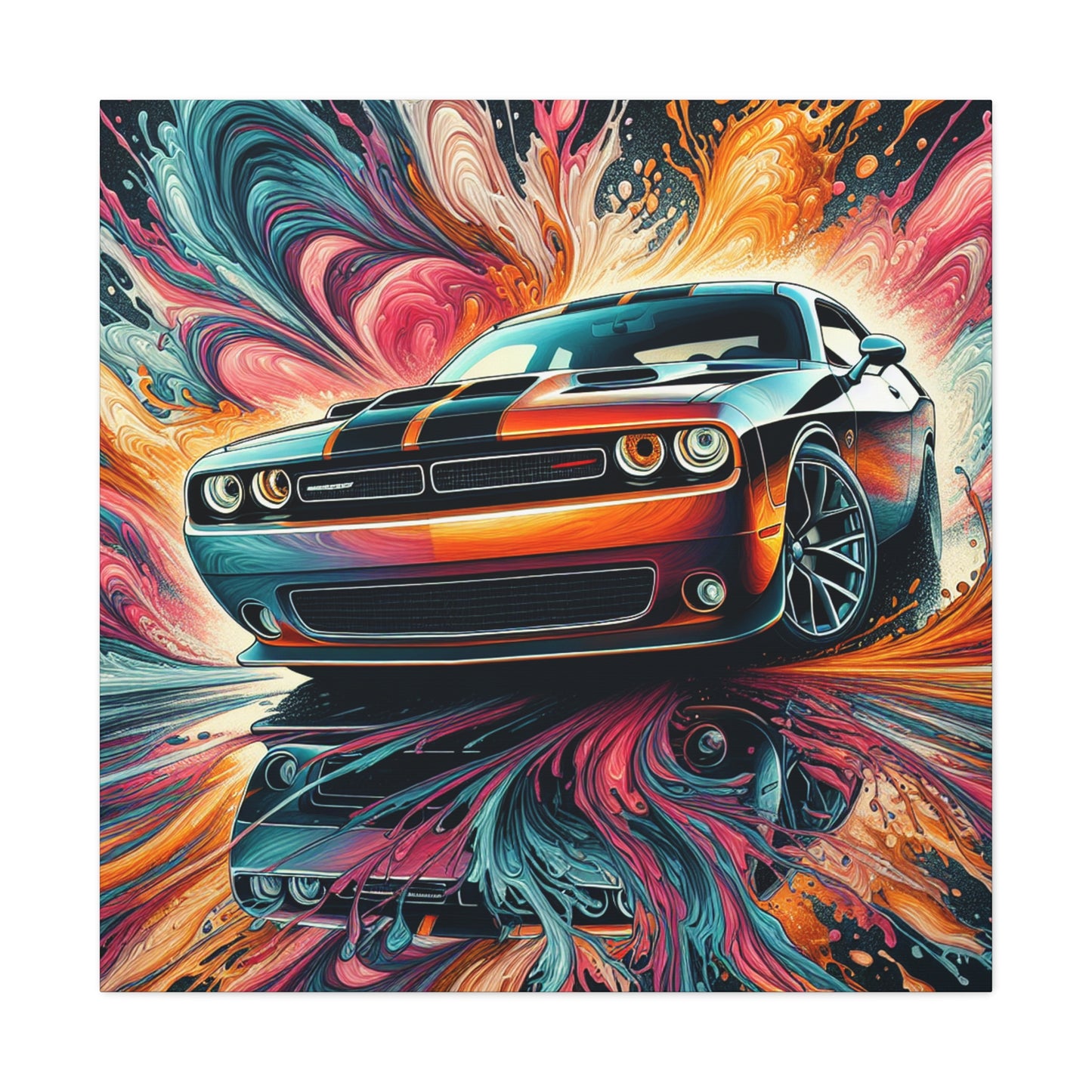Vintage Dodge Challenger Wall Art, Handmade Car Canva Painting, Automotive Decor, Collector's Item, Must-Have for Car Enthusiasts, Home Decor