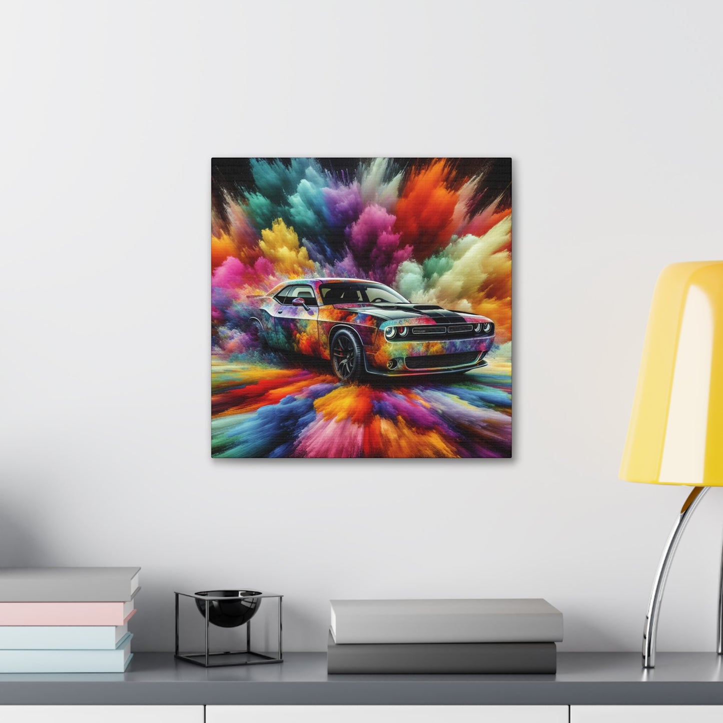 Dodge Challenger Wall Art, Car Enthusiast Gift, Automotive Canva Painting, Classic Muscle Car Decor, Man Cave Must-Have, Unique Artwork