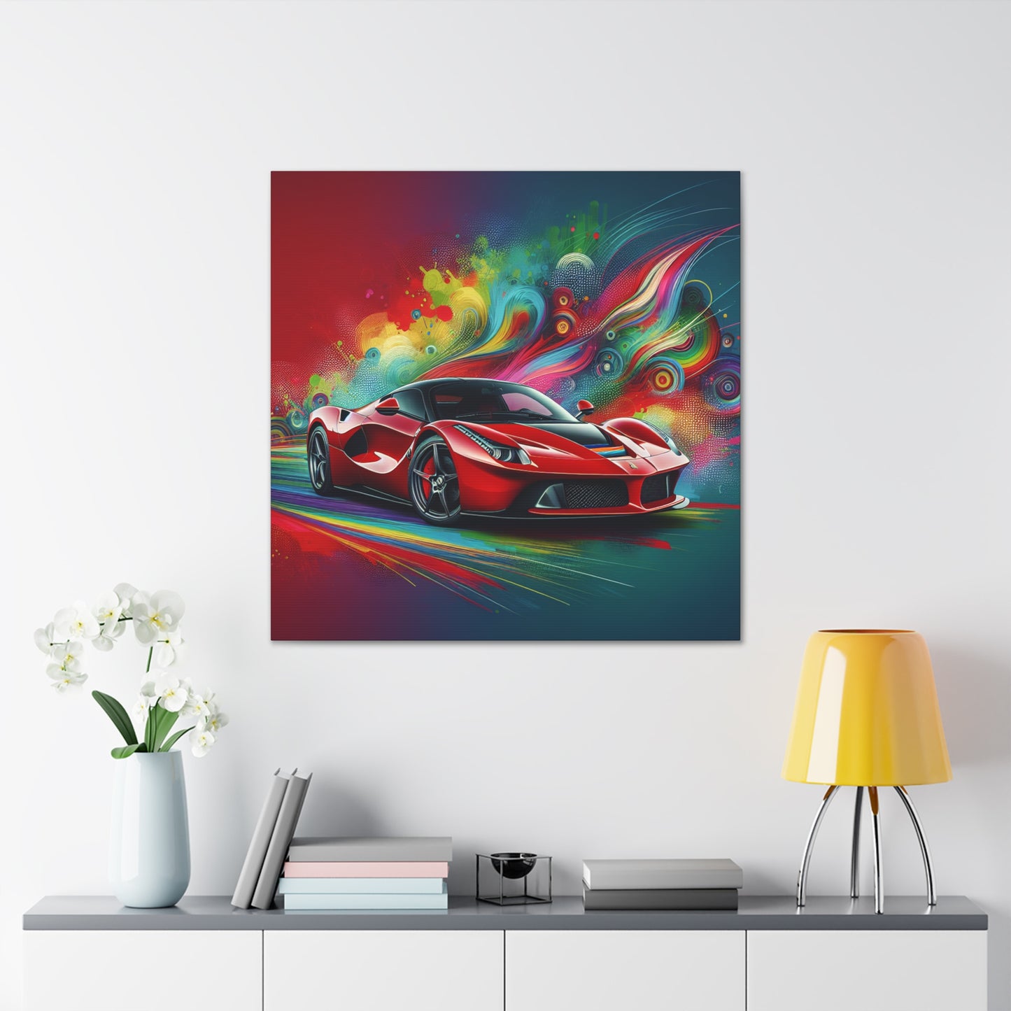 Ferrari Luxury Sports Car Canva Painting, Handcrafted Wall Decor, Unique Gift for Car Lovers, High-Quality Print Art for Home or Office