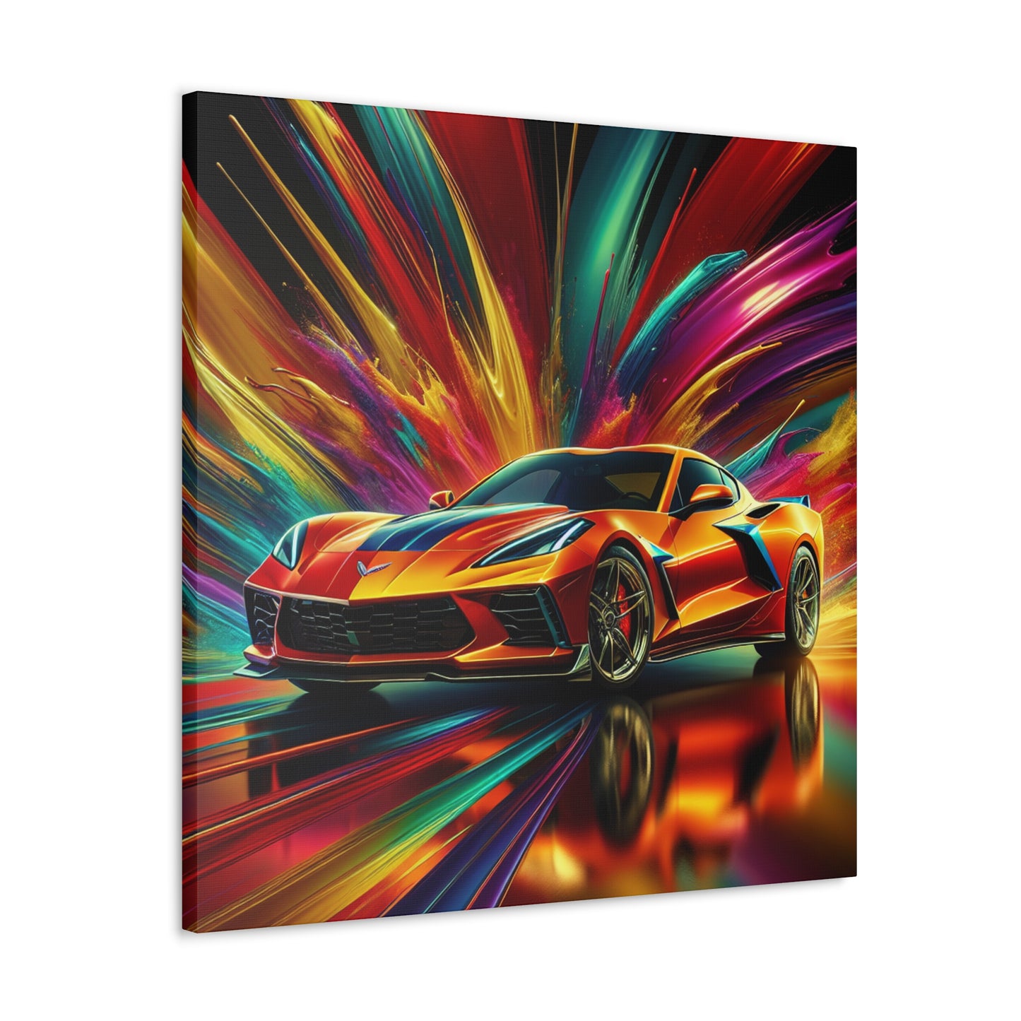 Chevrolet Corvette Artwork, Hand-painted Canva Print for Car Enthusiasts, Modern Design Home Decor, Unique Gift for Gearheads