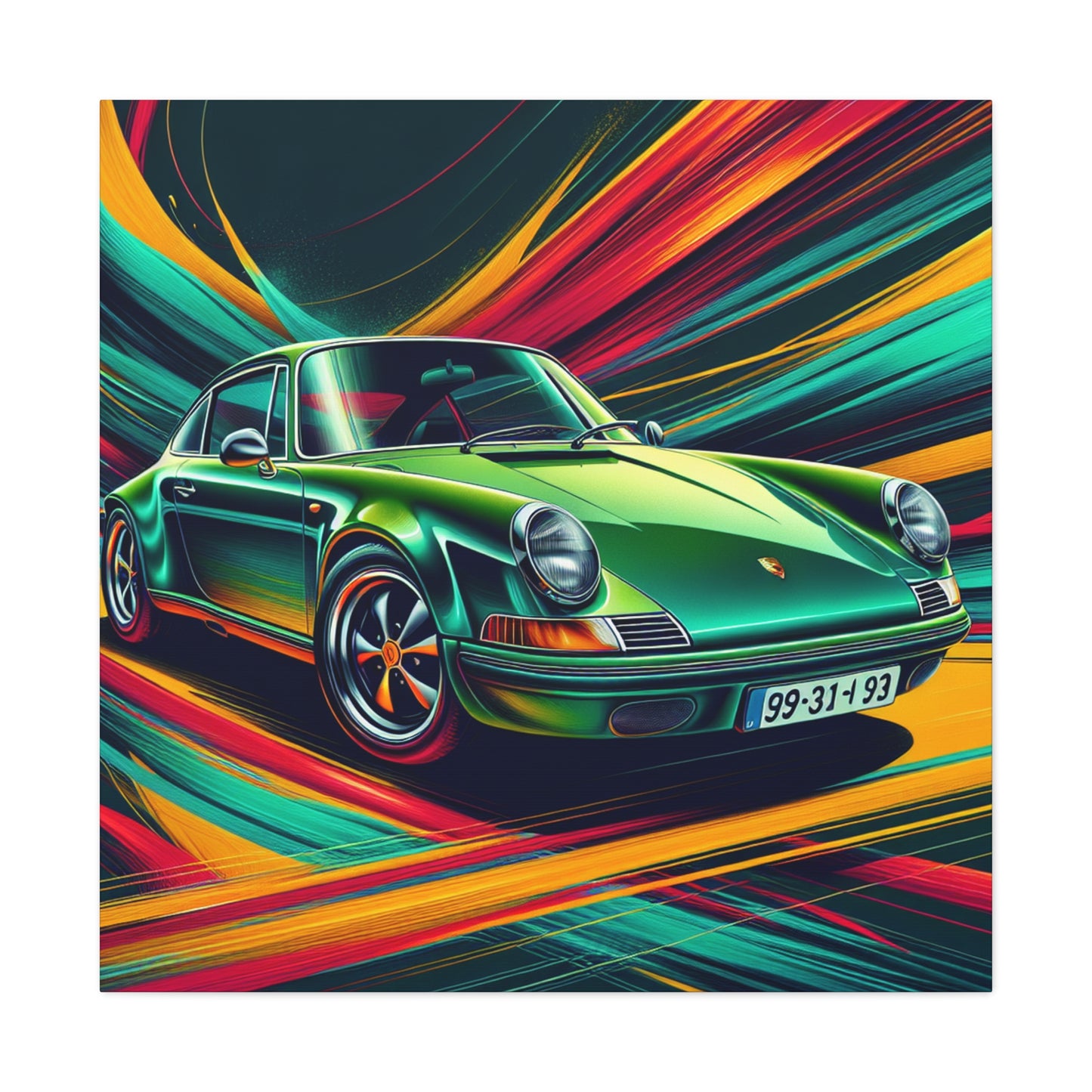 Porsche 911 Car Art Canva Painting, Handmade Wall Decor, Perfect Gift for Car Enthusiasts, Auto and Home Decorations