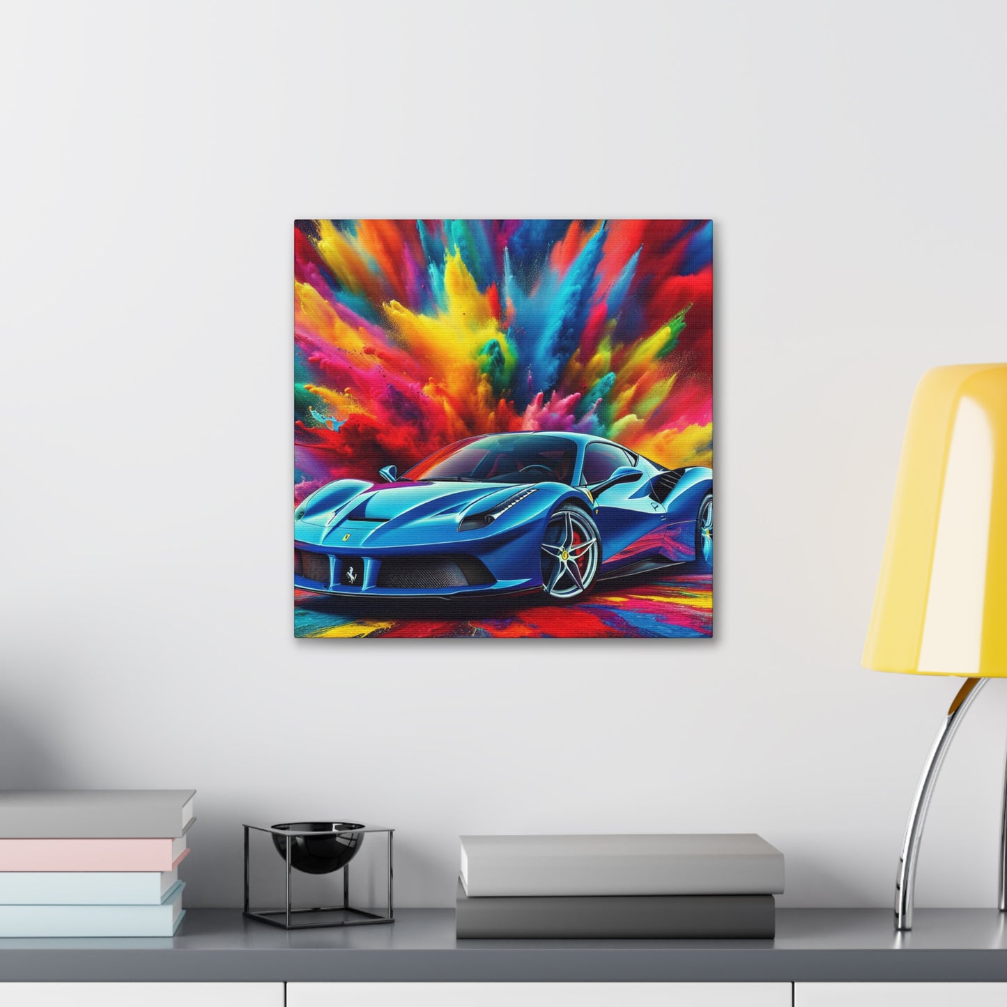 Ferrari Canva Wall Art - High Quality Luxury Car Painting - Perfect Gift for Car Enthusiasts, Home and Office Decor, Men's Man Cave Artwork