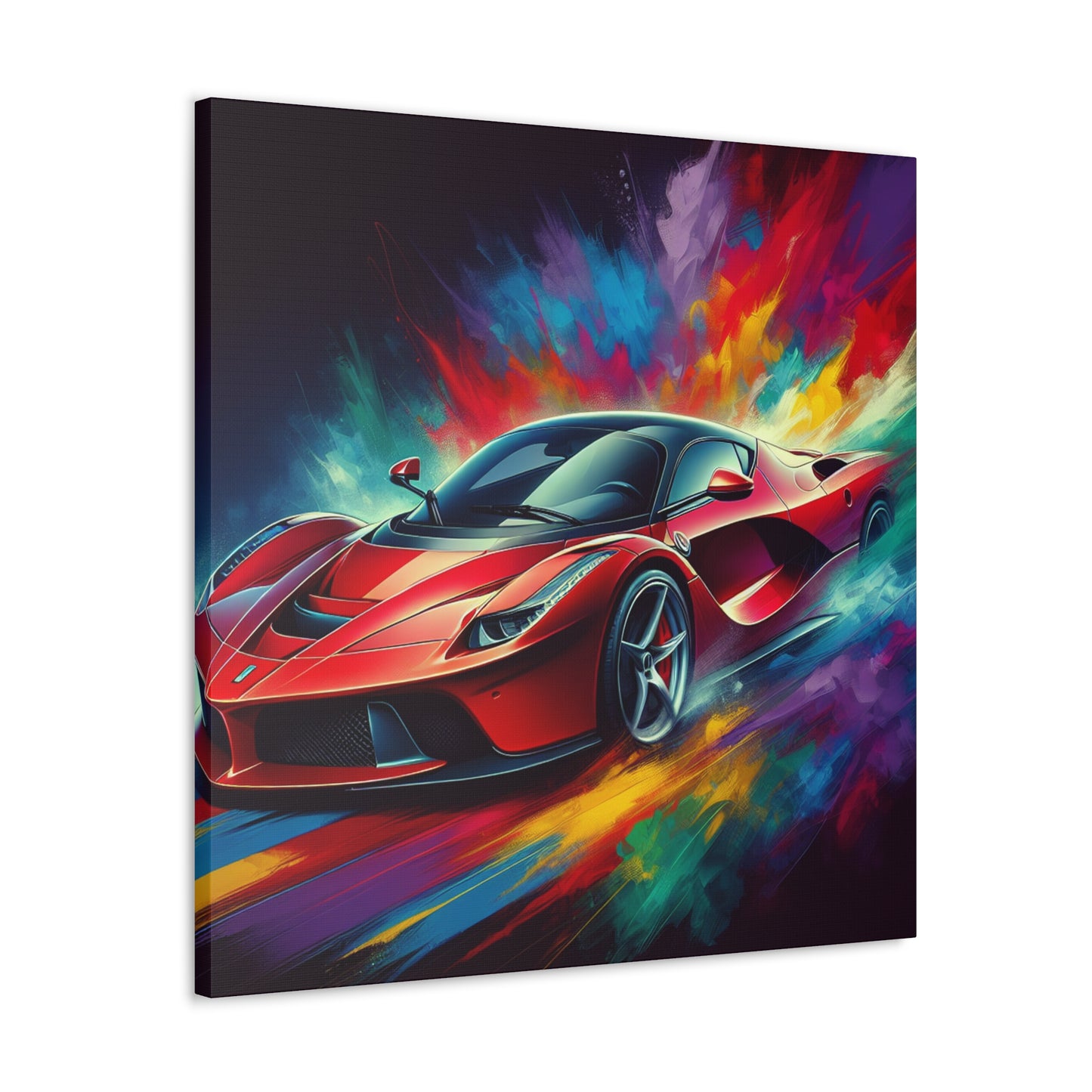 Ferrari Car Wall Canvas Painting - Hand-painted Luxury Sports Car Artwork for Home Decor, Unique Gift for Car Enthusiasts and Collectors