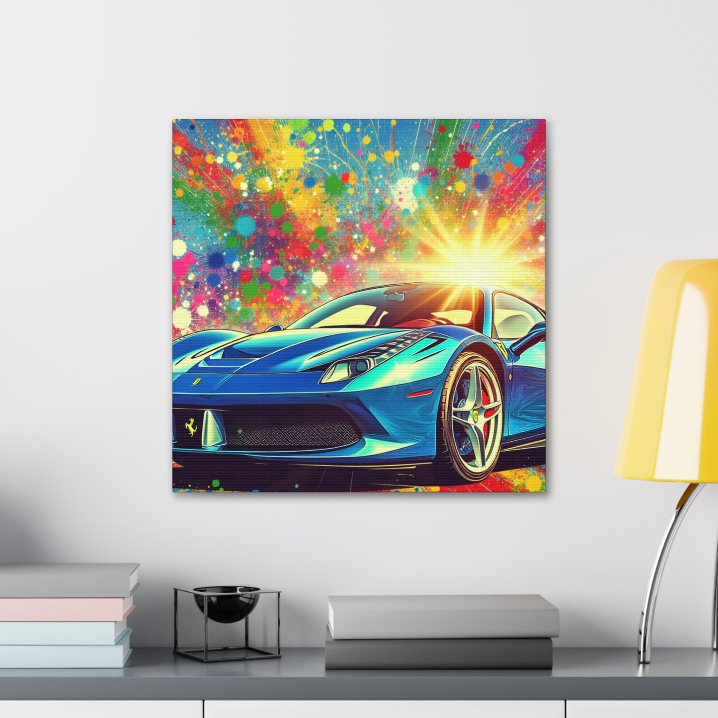 Ferrari Wall Art Canvas - Luxury Car Painting, Perfect for Man Cave, Garage Decor, Automotive Enthusiast Gift, High Quality Print