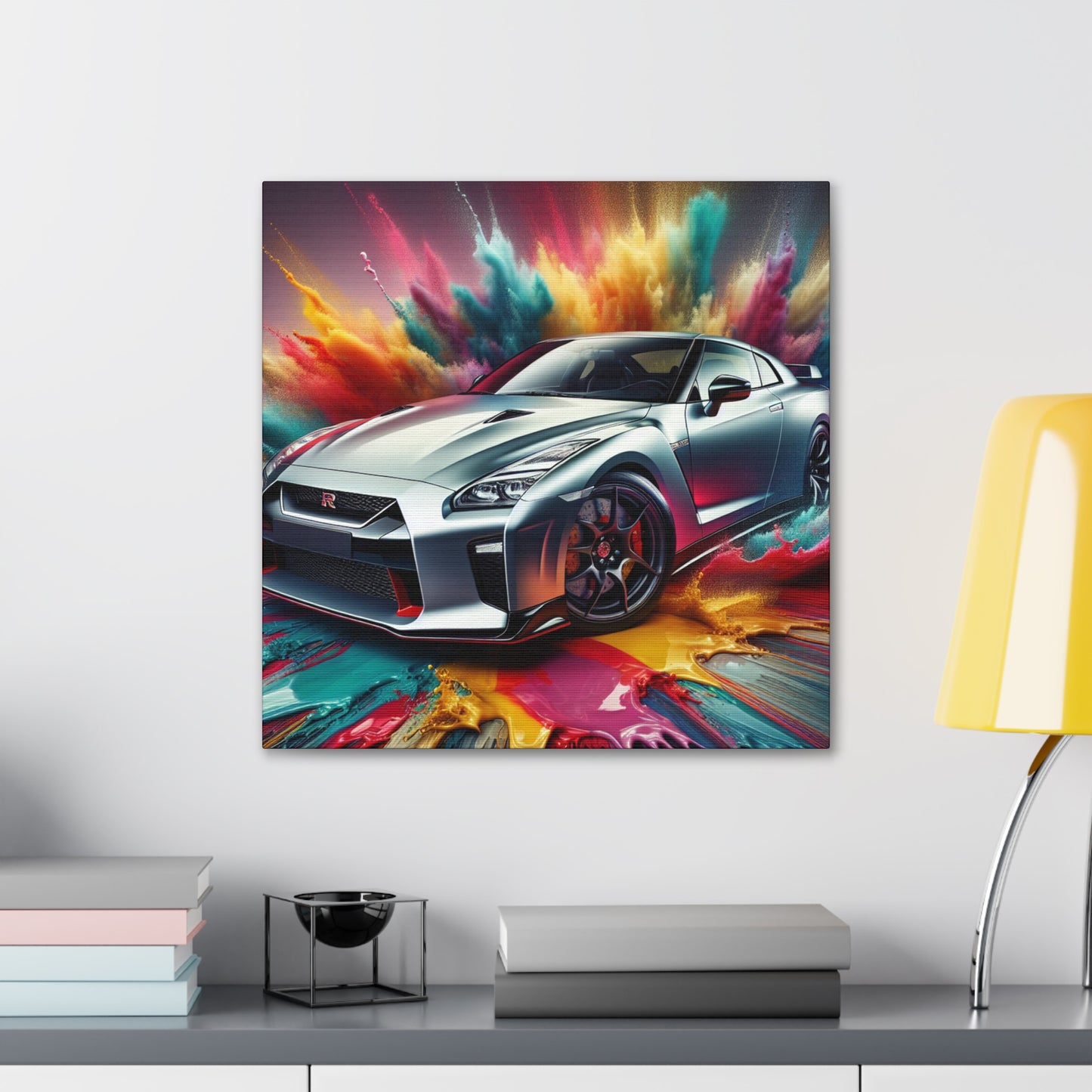 Nissan GT-R Canva Paintings, Sports Car Wall Art, Luxury Garage Decor, High Quality Modern Home and Office Canvas Artwork