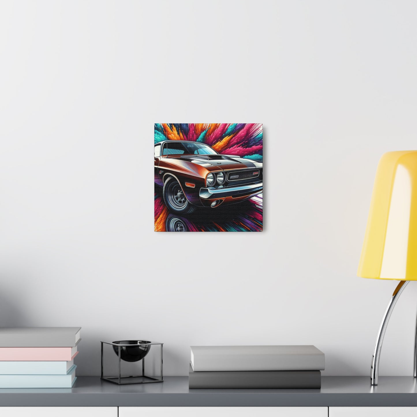 Dodge Challenger Wall Art - Handmade Canva Painting - Race Car Decor - Automotive Gifts for Men - Unique Home and Office Decoration