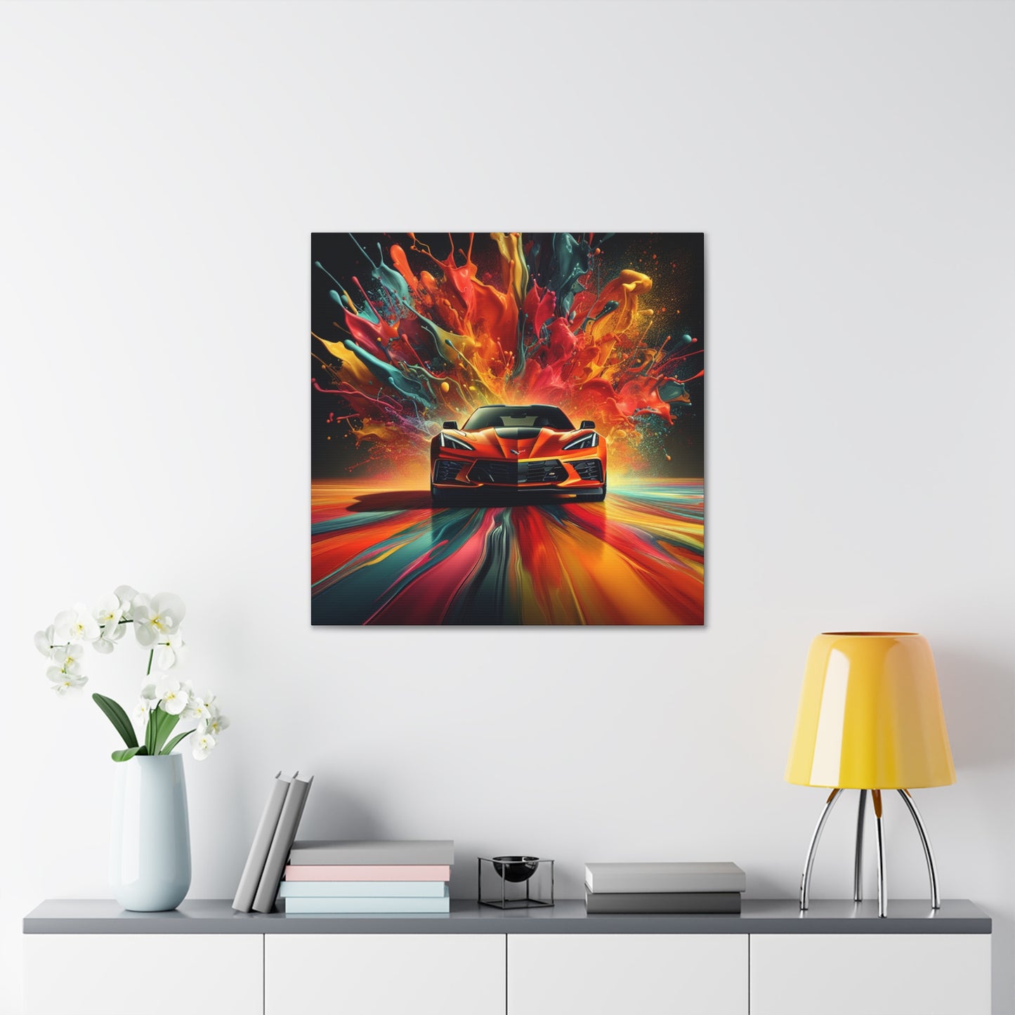 Chevrolet Corvette Wall Art, Canva Painting, Car Lovers Decor, Perfect Gift for Men, Unique Car Artwork, Automotive Wall Hanging