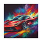 Ferrari Car Wall Canvas Painting - Hand-painted Luxury Sports Car Artwork for Home Decor, Unique Gift for Car Enthusiasts and Collectors