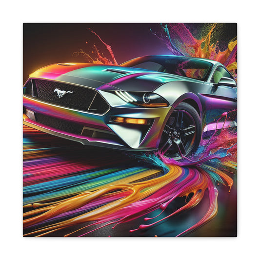 Ford Mustang Wall Art, Retro Car Canva Painting, Vintage Vehicle Home Decor, Garage Artwork, Gift for Car Enthusiasts and Mustang Lovers