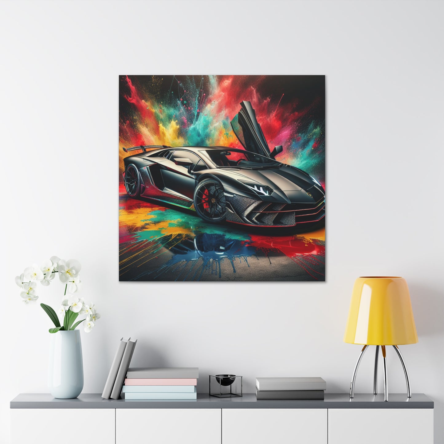 Lamborghini Aventador Canva Art - Luxury Car Wall Decor, Hand-Painted Sports Vehicle, Unique Quality Home Decor Gift, Exclusive Artwork