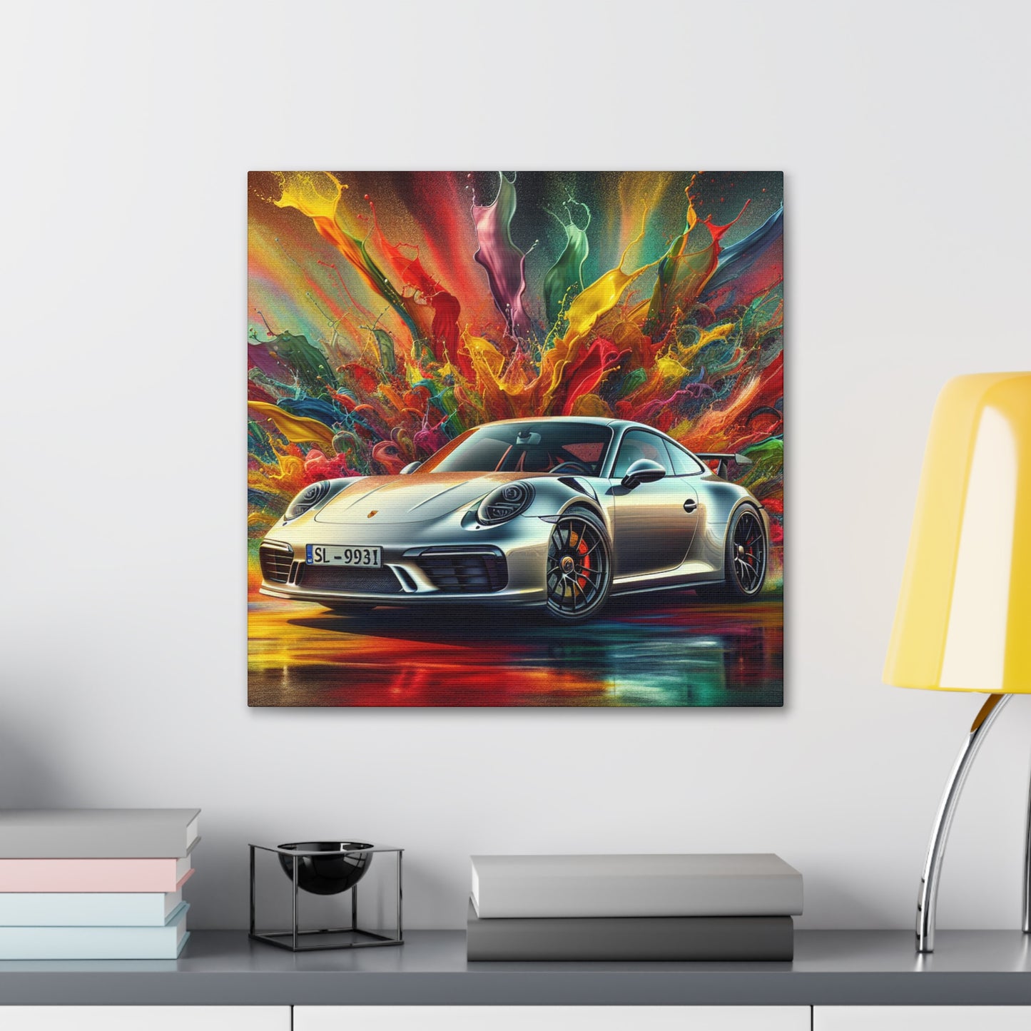 Porsche 911 Artwork, Exquisite Car Canva Painting, Perfect Gift for Luxury Car Enthusiasts and Art Lovers, Wall Decor