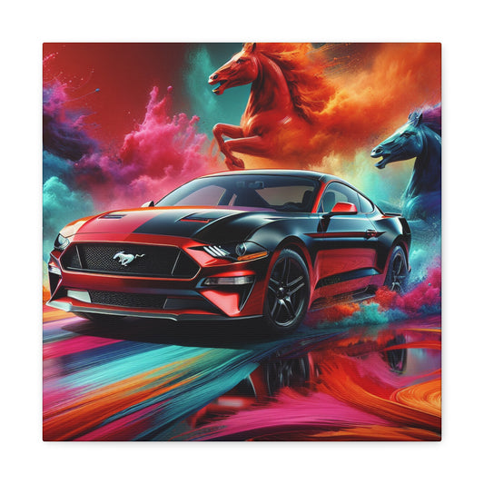 Vintage Ford Mustang Car, Wall Art Canva Painting, Ideal Gift for Car Enthusiast, Home and Office Decor