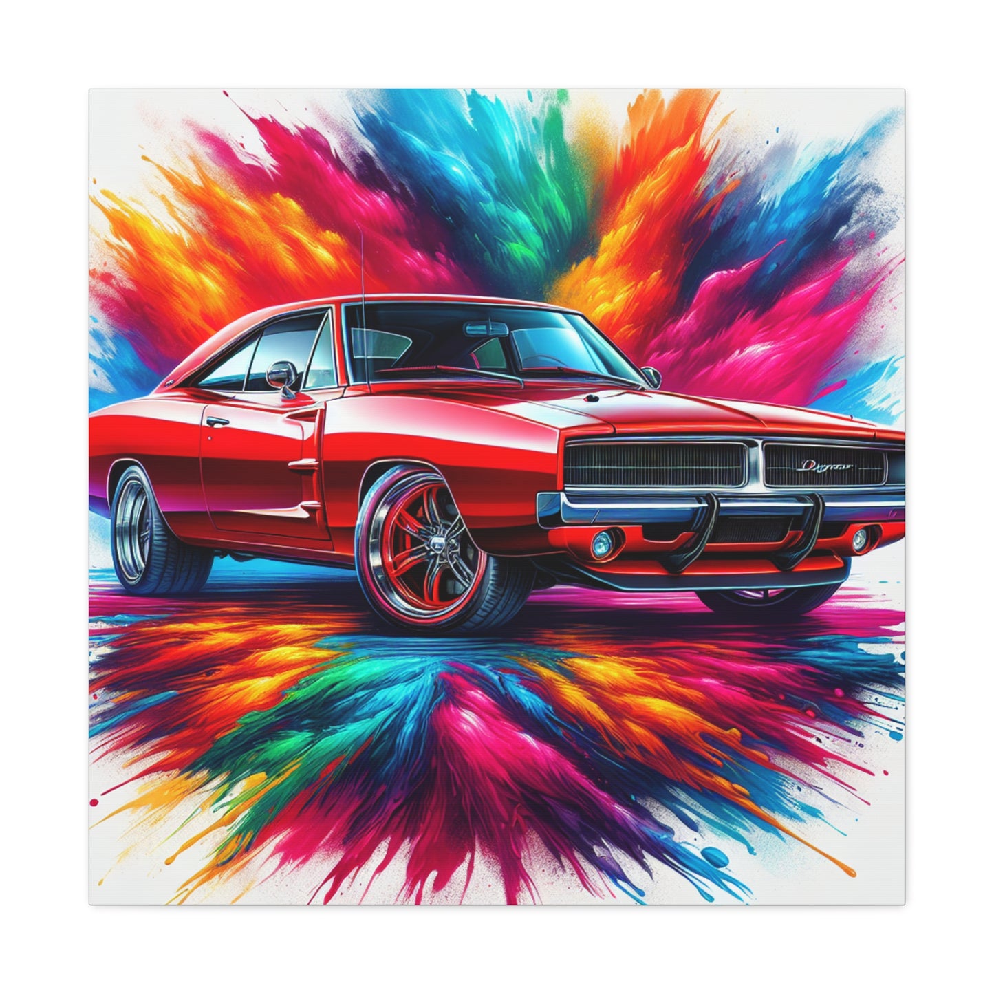 Dodge Charger Wall Art, Car Canva Painting, Automotive Decor, Unique Gift for Auto Enthusiast, Collector's Favorite, Muscle Car