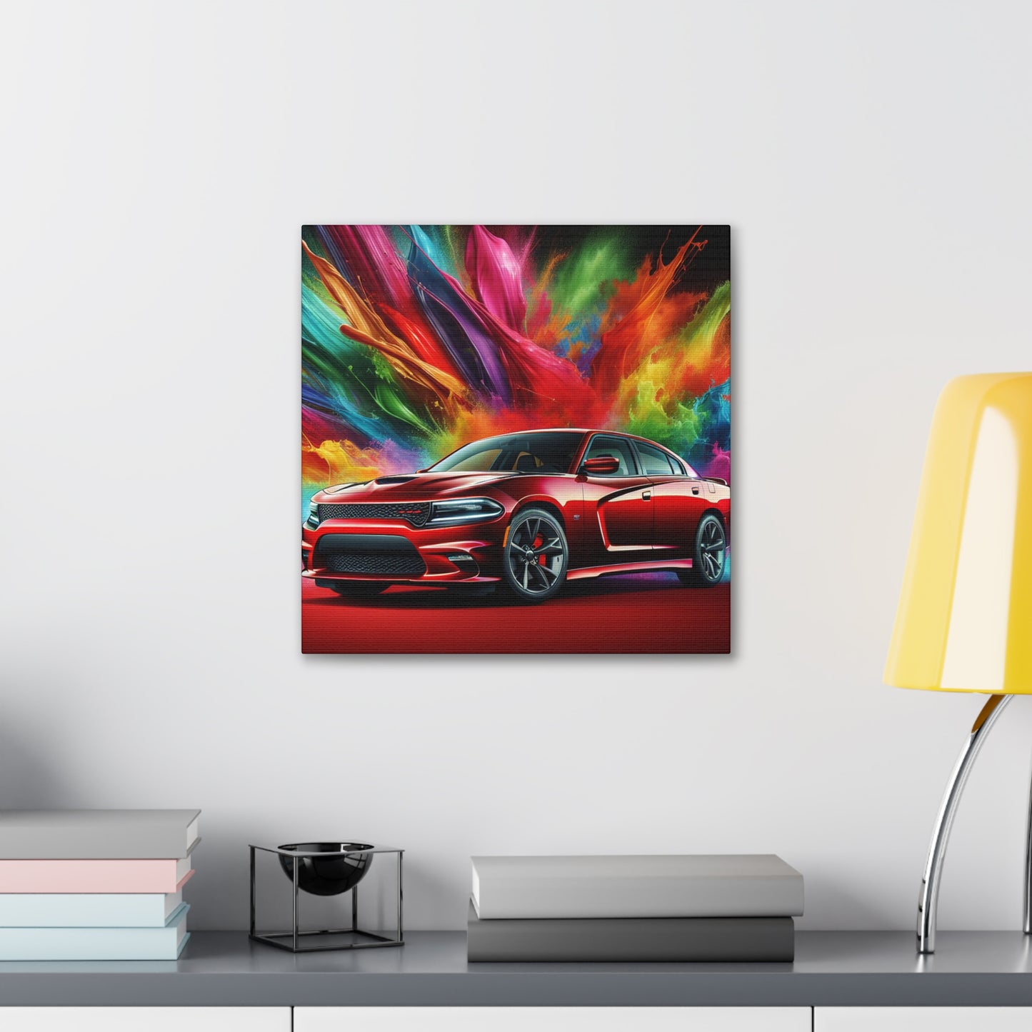 Vintage Dodge Charger Wall Art, Classic Car Canvas Painting, Automobile Decor, Perfect Gift for Car Enthusiasts and Collector's Item