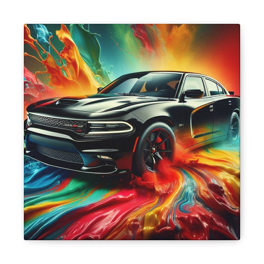 Dodge Charger Canva Painting - Large Wall Art, High Quality Home Decor, Unique Gift for Car Lovers and Enthusiasts